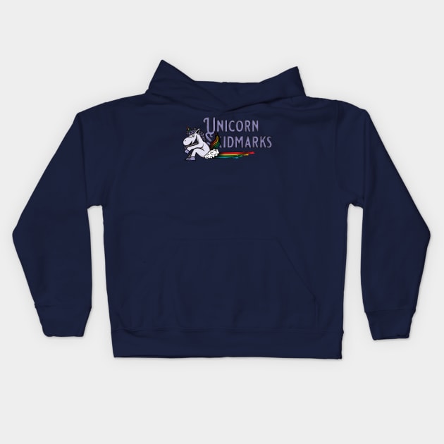 Unicorn Skidmarks Rainbow (Purple) Kids Hoodie by dkdesigns27